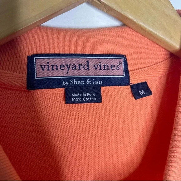 Vineyard Vines Orange Short Sleeve Polo Shirt Size Medium - Picture 4 of 5